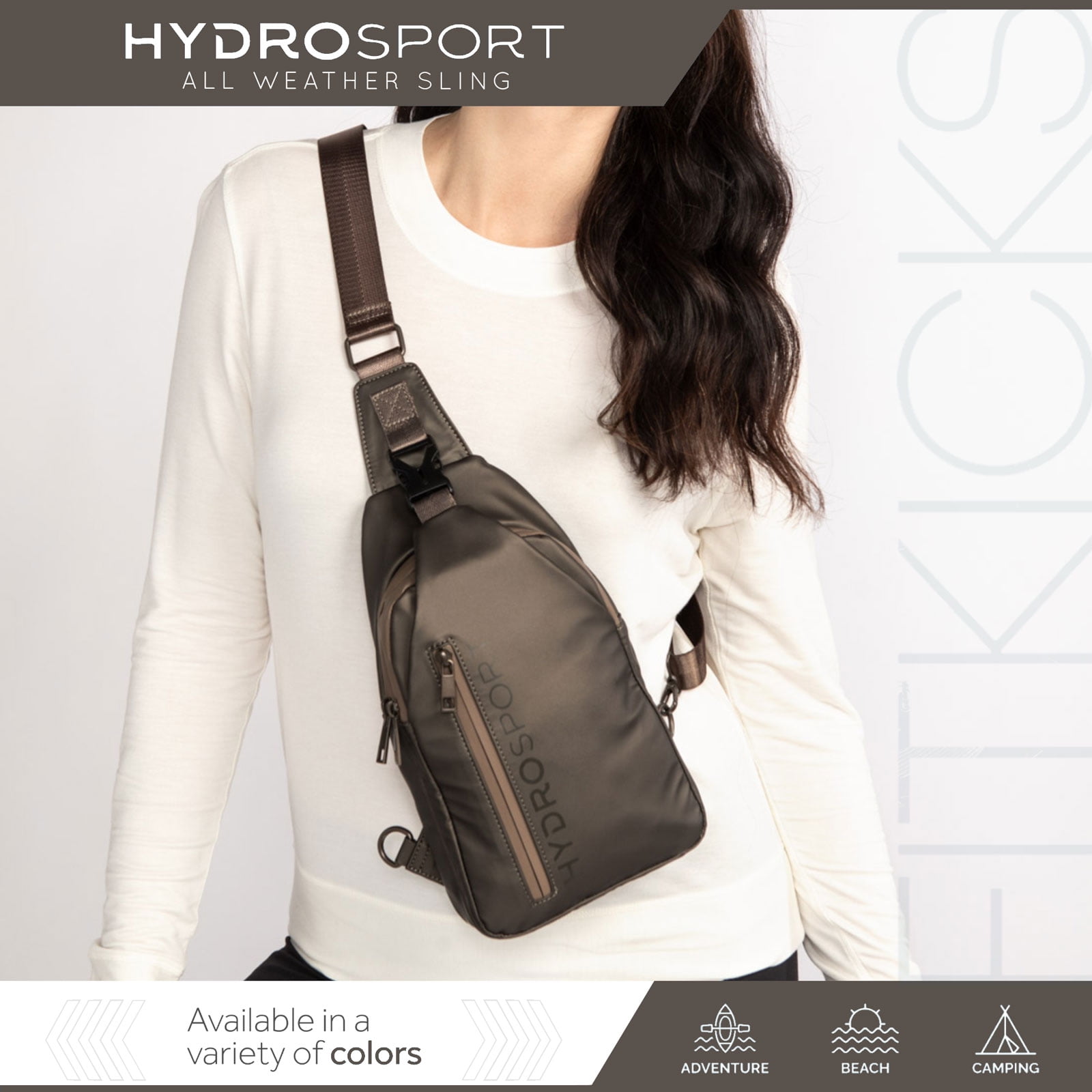 FITKICKS Hydrosport All Weather Sling Bag Crossbody Travel Hiking Chest Bag, Army (Unisex)