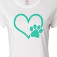 thumbnail image 4 of Inktastic Teal Heart with Paw Print Women's T-Shirt, 4 of 5