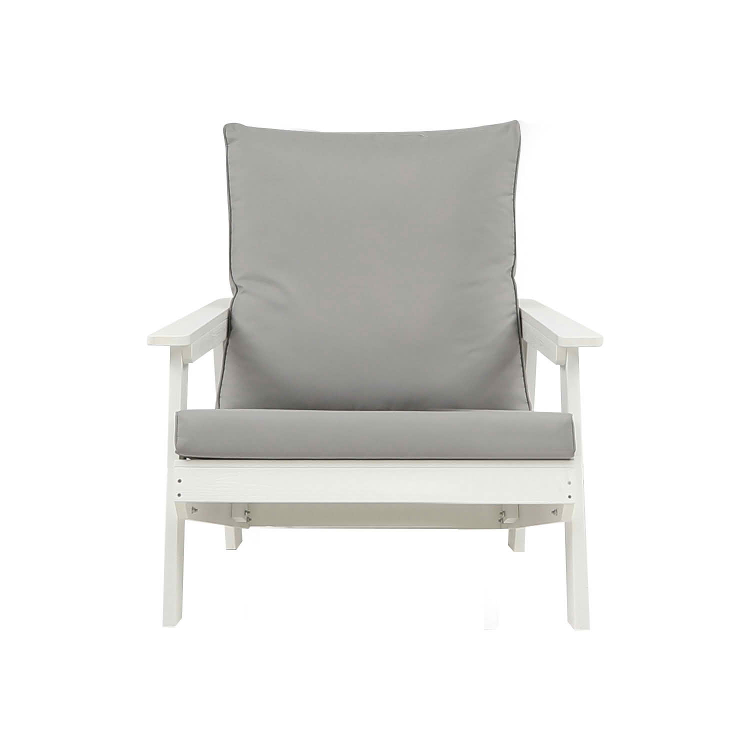 MAYEERTY All Weather Outdoor Single HIPS Patio Sofa with Thick Cushion, Wood Grain Fade Resistant Single Chair for Yard Pool Terrace