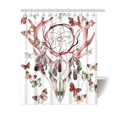 Mkhert Bohemian Art Deer Skull With Dream Cather Butterfly House