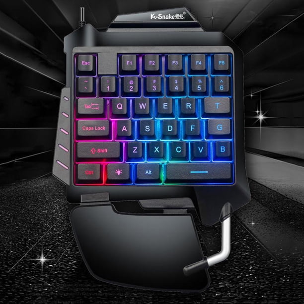 G92 Teclado para juegos con cable Teclado ergonómico de una sola mano con 35 teclas y retroiluminación