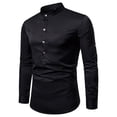 thumbnail image 2 of Lilgiuy Men Casual Solid Fashion Stand-up Collar Variable Sleeve Pullover Length Long Sleeve Shirt Blouse Streetwear, 2 of 4