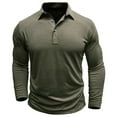 thumbnail image 3 of Fmbrln Mens Workout Shirts Fashion Casual Turndown Collar Button Long Sleeve Solid Color Tops Gym Athletic Shirts Army Green XL, 3 of 5