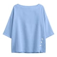 thumbnail image 4 of Women's Round Neck 3/4 Sleeve Casual Top with Loose Decoration and Side Button, 4 of 9