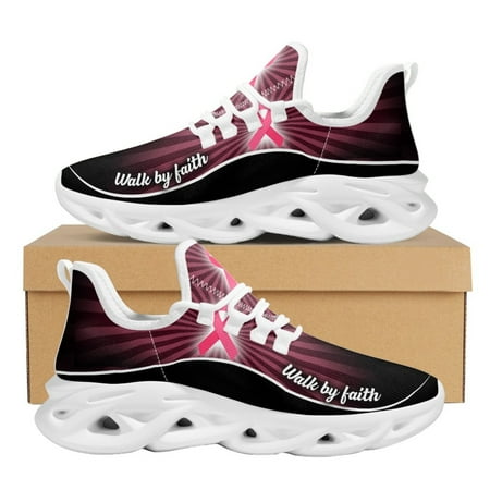 

Breast Cancer Awareness Sneakers Women Faith Hope Love Breathable High Quality Air Mesh Shoes Customized Female Sneaker