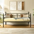 thumbnail image 2 of VECELO Twin Size Metal Daybed Frame, Heavy Duty Steel Slats Support, Mattress Foundation Sofa Bed, Black, 2 of 13