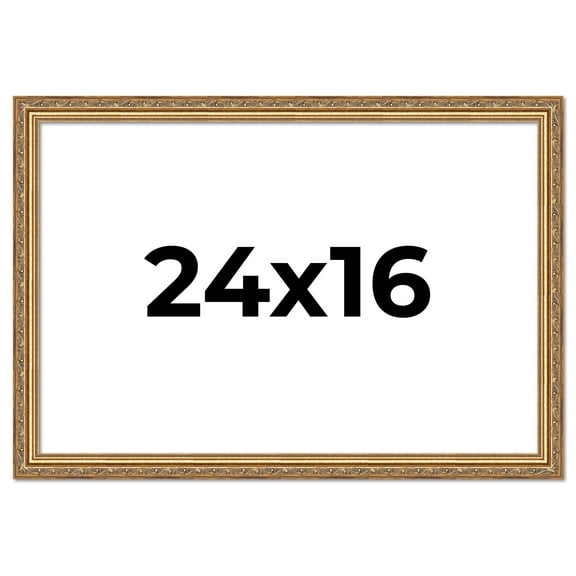24x16 Frame Gold Solid Wood Picture Frame Width 1.25 Inches | Interior Frame Depth 0.375 Inches |