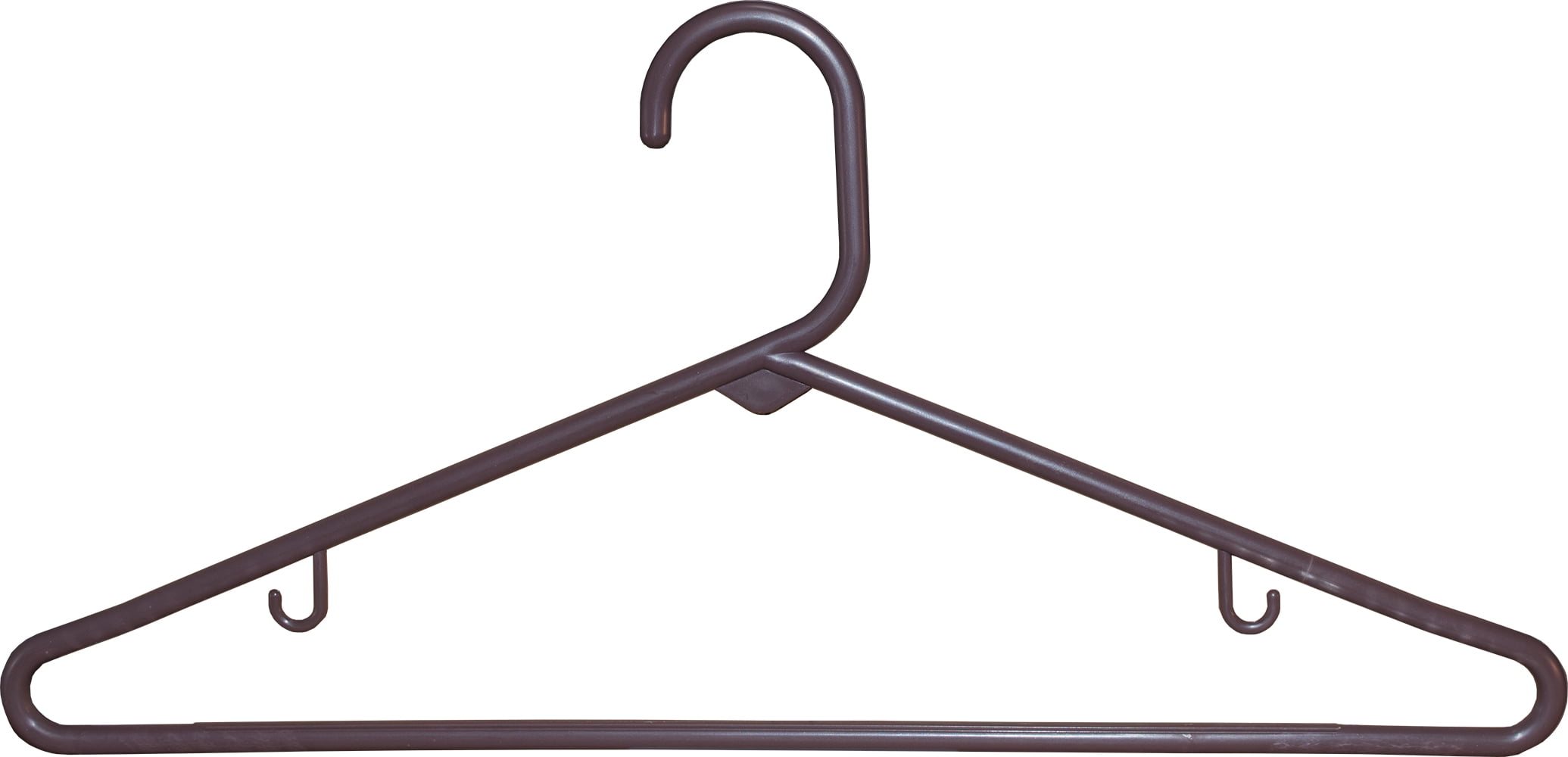 International Hanger, Brown Plastic Tubular Combo Hanger with Bar and Hooks for Straps on Tops, 72 Pack