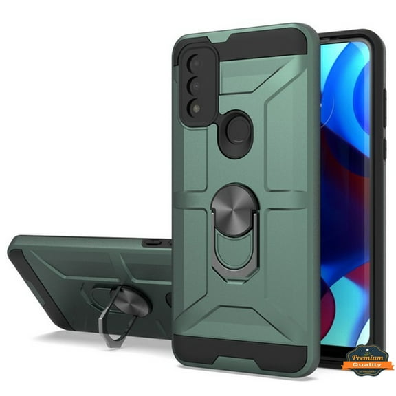 For Motorola Moto G Pure Hybrid Ring Stand [360° Rotatable Ring Holder Magnetic Kickstand] Shockproof Matte Rubber TPU Phone Case Cover by Xpression [Green]