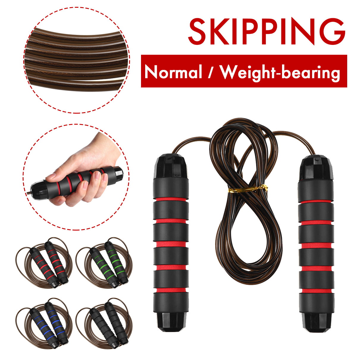 Adjustable Speed Skipping Rope Bearing Jump Crossfit Weight Loss Exercise Set 
