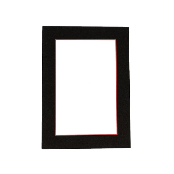 Black Acid Free 11x17 Picture Frame Mat with Red Core Bevel Cut for 8