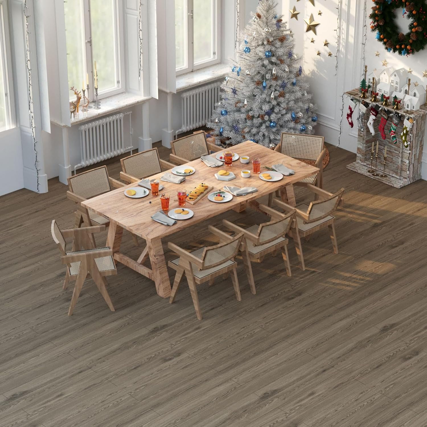 Homease PVC Peel and Stick Vinyl Flooring Roll 23"x 393"/64 Sq.Ft,Thicken Self-Adhesive Vinyl Wood Planks - Waterproof, Wear-Resistant,Easy DIY Install - Walnut