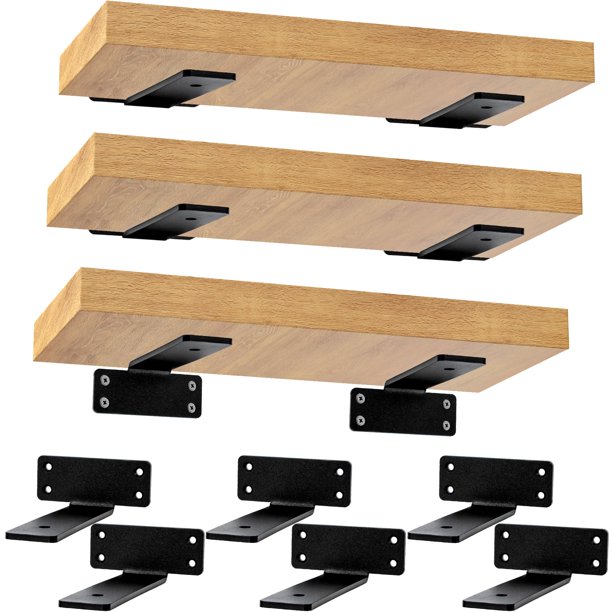 Soportes Para Estantes Flotantes De Alta Resistencia, Soportes En L De Metal Ocultos De 6 Pulgadas Para Soporte De Estantes, Soportes Para Estantes Industriales Rústicos Con Accesorios De Montaje Comp