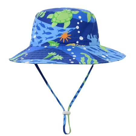 

American Trends UPF 50+ Baby Boy Sun Hat Sun Protective Cute Wide Brim Summer Kids Beach Bucket Hats Toddler Sun Hats for Girl Underwater World XL