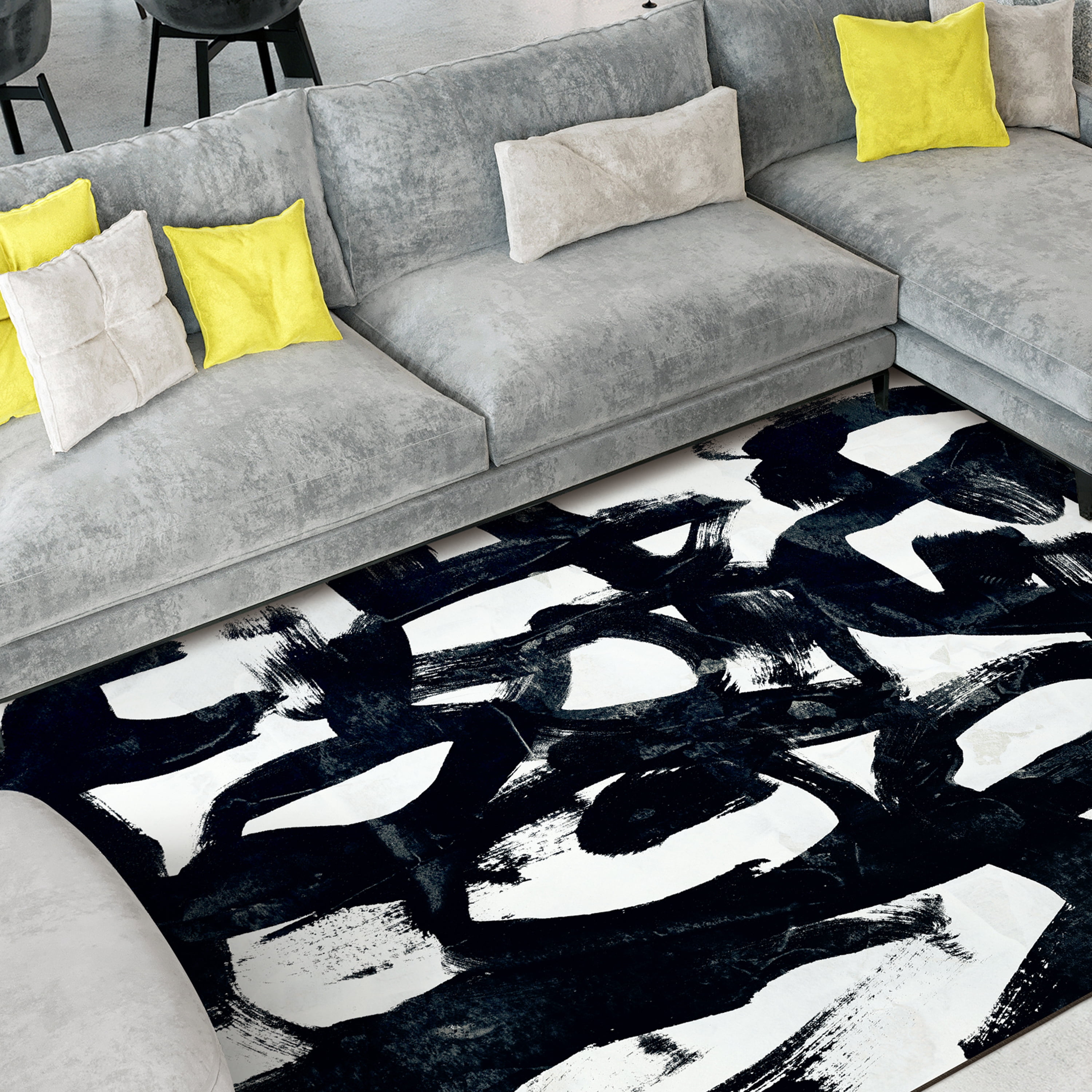 Graffiti Tangle I Washable Abstract Art Area Rug size 5'x8', Power-loomed, Heavenly Softness with Non-Slipping Backing
