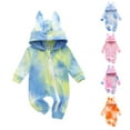 thumbnail image 5 of Mercatoo Toddler Baby Boys Girls Romper Jumpsuit Tie Dye Ribbed Long Sleeve Long Pant Zipper Hoodie Bodysuit Outfits, 5 of 5