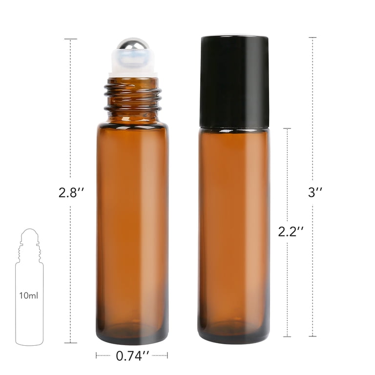 LotFancy Essential Oil Roller Bottles, 6-Pack, 10ml Amber Glass photo 6
