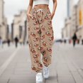 thumbnail image 1 of WILLBEST Pantalons pour Femmes, Imprimé Rugby, Poches Lâches, Taille Haute, Pantalons de Survêtement Décontractés, 1 of 3
