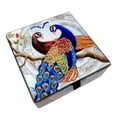thumbnail image 6 of Peacock Glass Keepsake Box, Velvet Lined Organizer Trinket Lidded Box, 4.75 Square Decorative Box, 6 of 9
