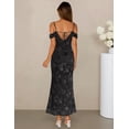 thumbnail image 4 of Merokeety Womens Summer Dresses Off The Shoulder Spaghetti Strap Floral Mesh Formal Party Maxi Dress Black m, 4 of 4