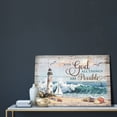 thumbnail image 6 of With God All Things Are Possible Framed Canvas Wall Art, Matthew 19:26 Lighthouse Beach Scene, Inspirational Christian Home Decor, Ready to Hang, 6 of 7