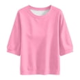 thumbnail image 7 of Fall Shirts for Women 3/4 Sleeve Fashion Plus Size Casual Solid Color Loose Blouse Round Neck Blouses Comfortable Top, 7 of 7