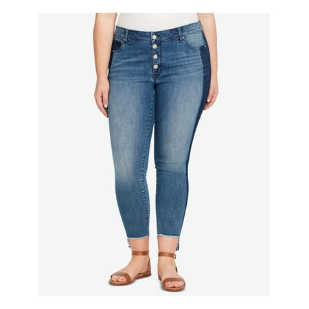 WILLIAM RAST Womens Blue Step Hem Skinny Jeans Plus Size: 20W
