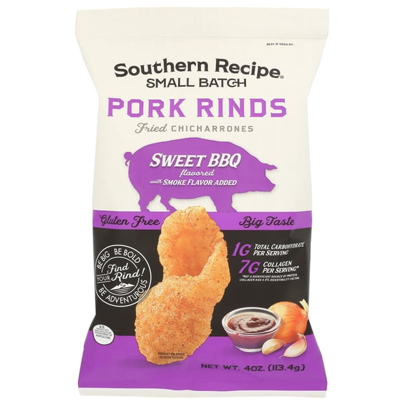 Southern Recipe - Small Batch Pork Rinds Sweet BBQ - 4 Oz, Case of 6