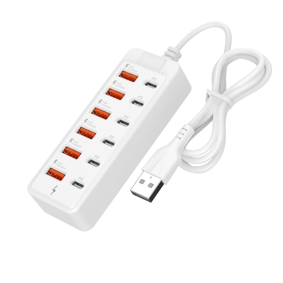 12Port Electrical Socket USB Type C And USB A Charging Hubs With 66W Power Delivery For Multiple Devices Phones Tablets