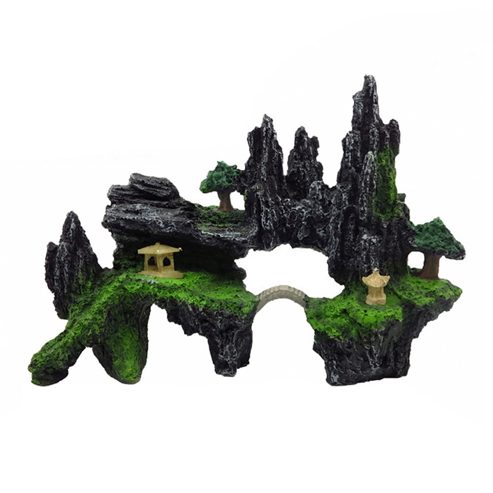 Walbest Aquarium Decoration Mountain View 9.45" x 3.54" x 7.09" Stone Pavilion Bridge Ghat Cave Fish Tank Landscape Decorations