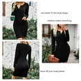 thumbnail image 1 of Robe Moulante pour Femmes, Robe Décontractée Élastique à Manches Longues Col Rond à Boutons à la Mode pour Usage Quotidien Noir L, 1 of 6