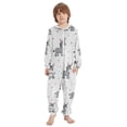 thumbnail image 2 of Soft Big Kids Onesie Pajamas Cozy Loose-Fit Jumpsuits for kids with Pockets for Christmas Lounge & Play Grey Cute Donkeys Pattern, 2 of 8