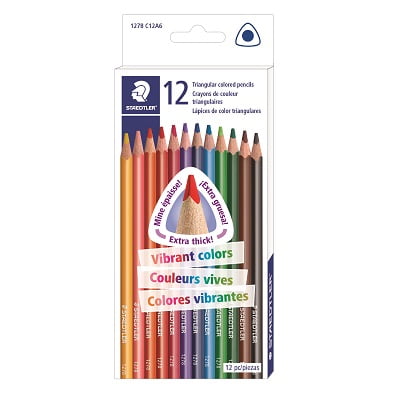 Crayon de Couleur, 4 Mm, Triangulaire 12 Couleurs