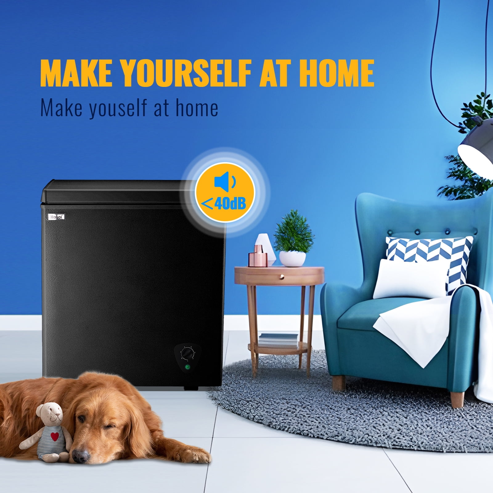 WANAI 5.0 Cu.ft Compact Freezer, Fast Cooling, Top Door Design, Energy-Efficient Deep Freezer Black