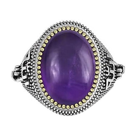 Gemsgam Signet Men's Ring Natural Amethyst Gemstone 925 Sterling Silver "Allah is One"