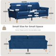 thumbnail image 2 of 75'' Mid-Century Modern Sofa, Comfortable Upholstered Blue Couch, 2/3 Seater with Side Pockets for Living Room, 2 of 7
