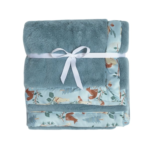 Modern Moments by Gerber Baby & Toddler Boy Plush Blanket with Satin Trim, Blue Bears