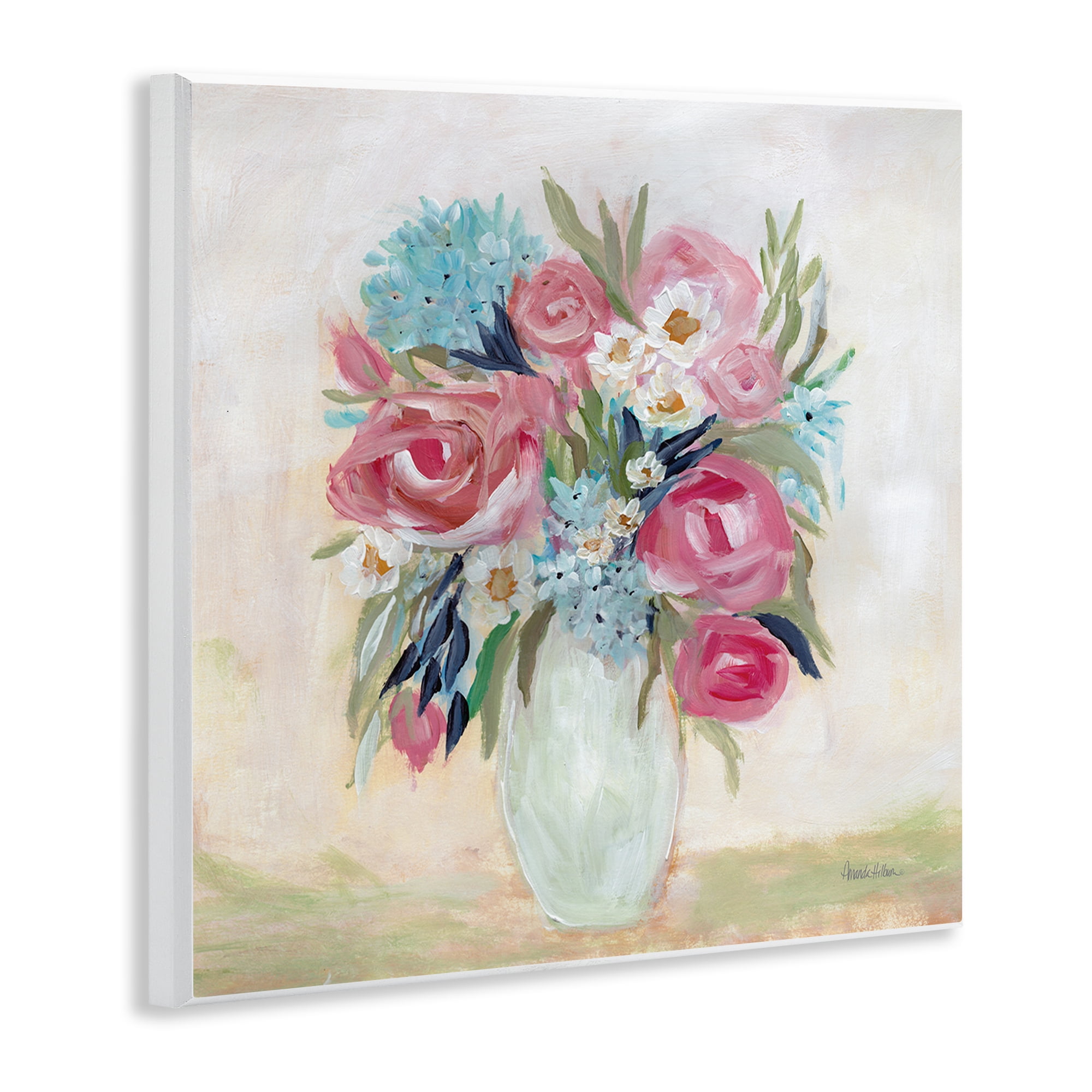 Stupell Industries Drooping Pink Roses Plants & Flowers Painting Unframed Art Print Wall Art, 12 x 12