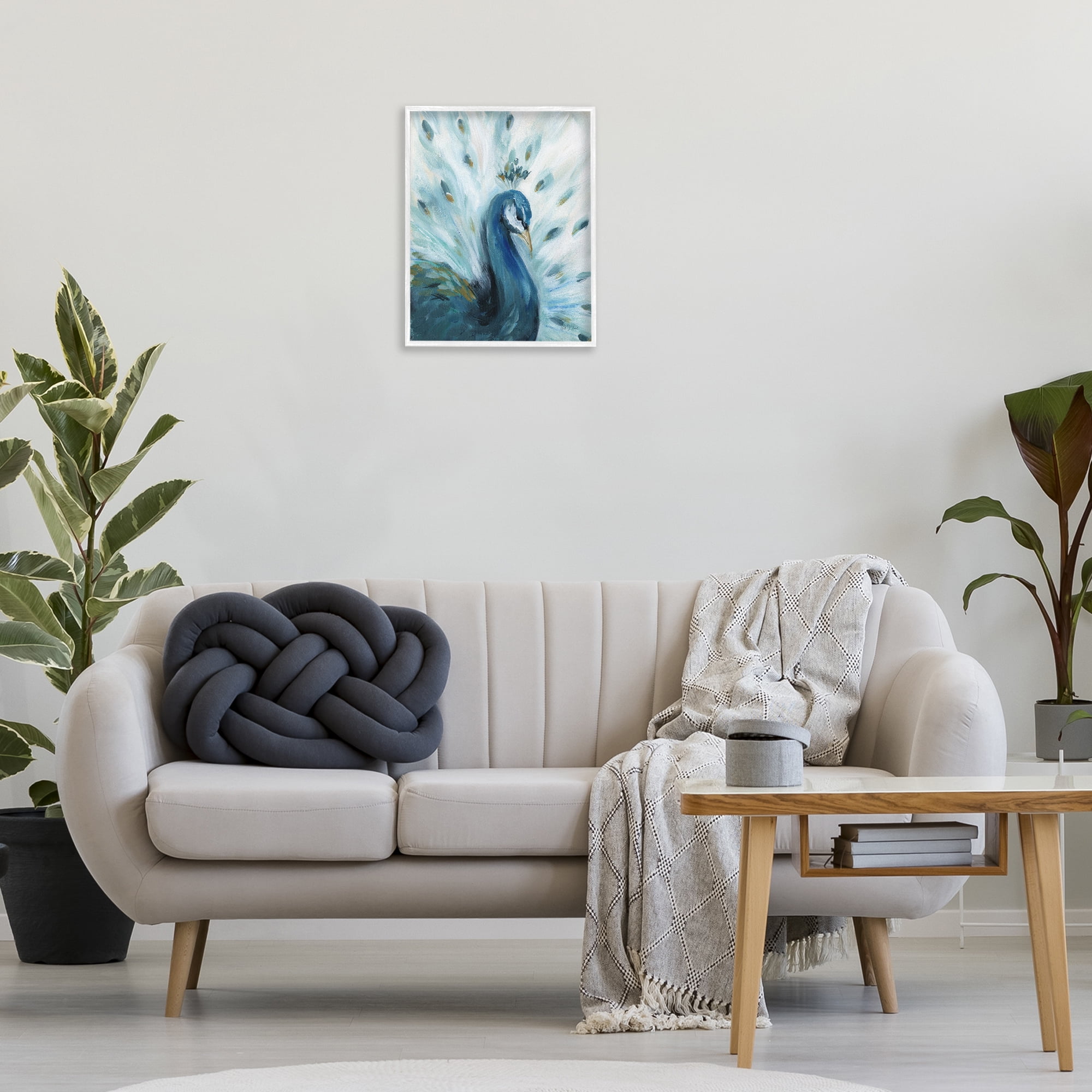 Stupell Industries Elegant Peacock Painting Animals & Insects Painting White Framed Art Print Wall Art, 16 x 20