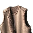 thumbnail image 4 of Htigea Faux Suede Vest for Women Sherpa Fleece Sleeveless Jackets Vintage Stylish Zip Up Outerwear With Pockets Coffee M, 4 of 7