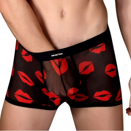 

Huachen Men s Sexy Underwear Sports Underwear Lips Printed Underwear