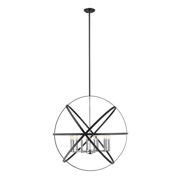 10 Light Pendant in Fusion Style 36 inches Wide By 34.5 inches High-Hammered Black/Chrome Finish Bailey Street Home 372-Bel-2959224
