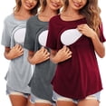 thumbnail image 1 of Vêtements de Grossesse Offres de l'Action de Grâce Liquidation Été Vêtements de Maternité pour Femmes Col Rond Manches Courtes Volants Pli Hauts de Grossesse, 1 of 5