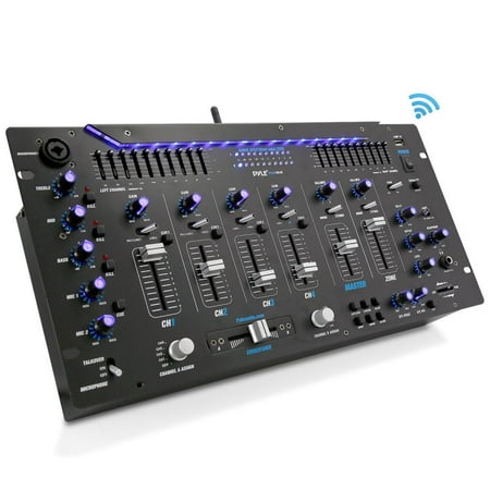 PYLE PYD1964B - Bluetooth 6-Channel DJ Mixer 19'' 5U Rack Mount System Digital LED Illuminated (Best 2 Channel Dj Mixer 2019)