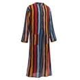 thumbnail image 2 of IBTOM CASTLE Men's Muslim Thobe Long Sleeve Striped Robe Gown Arab Islamic Kaftan Abaya Dress Middle East Dubai Ramadan Clothing 5XL Red, 2 of 8
