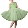 thumbnail image 4 of NAISIBABY Girls Princess Dress, Sleeveless Back Zipper Bowknot Tutu Mesh Birthday Wedding Party Pageant Dress Mint Green 4T, 4 of 4