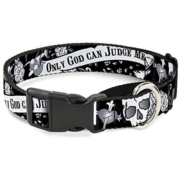 Buckle-Down Martingale Dog Collar - Only God Can Judge Me Black White - 1" Wide - Fits 15-26" Neck Size - Large