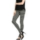 thumbnail image 2 of Leggings de yoga de cintura alta con estribos estampados Allegra K Rayas grises negras XL, 2 of 7