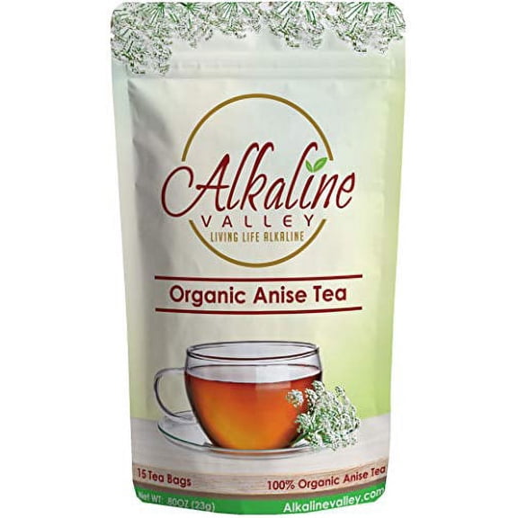 Anise Tea - 100% Organic and Alkaline - 15 Unbleached/Chemical-Free Anise Tea Bags - Caffeine-Free, No GMO