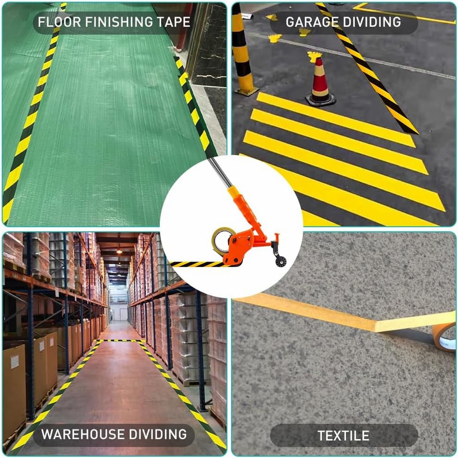 Clearance Sale!Floor Tape Applicator，Manual Pushing Tape Marking Machine Tape Bonding Machine Manual Tape Applicator Used For Floor Marking Decoration And Laying,Orange Wire Sticking Device